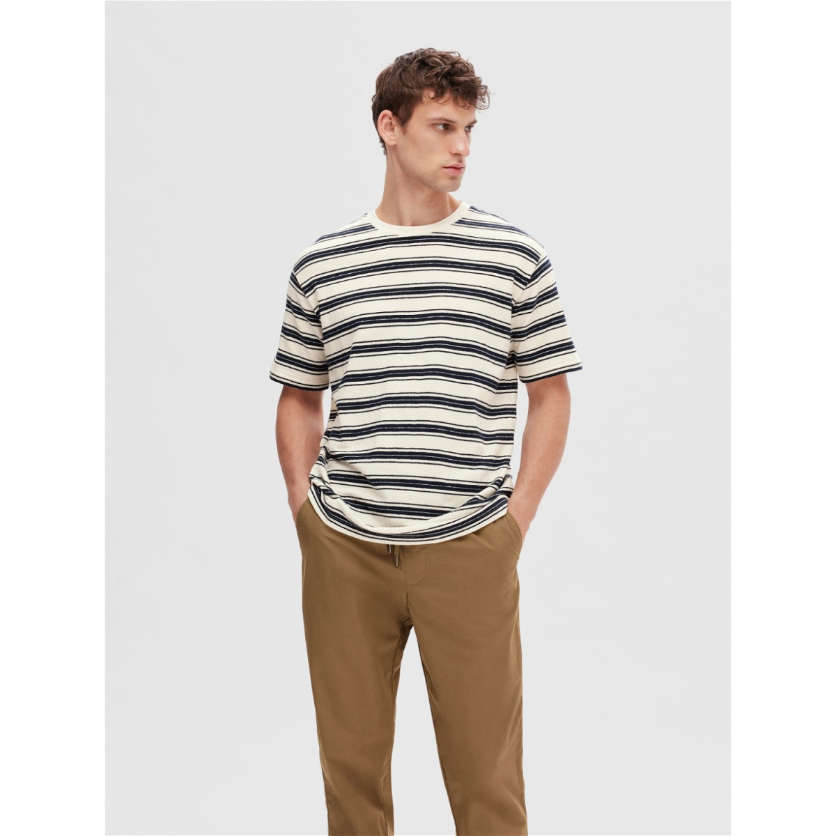 SLHRELAXSOLO STRIPE SS O-NECK TEE