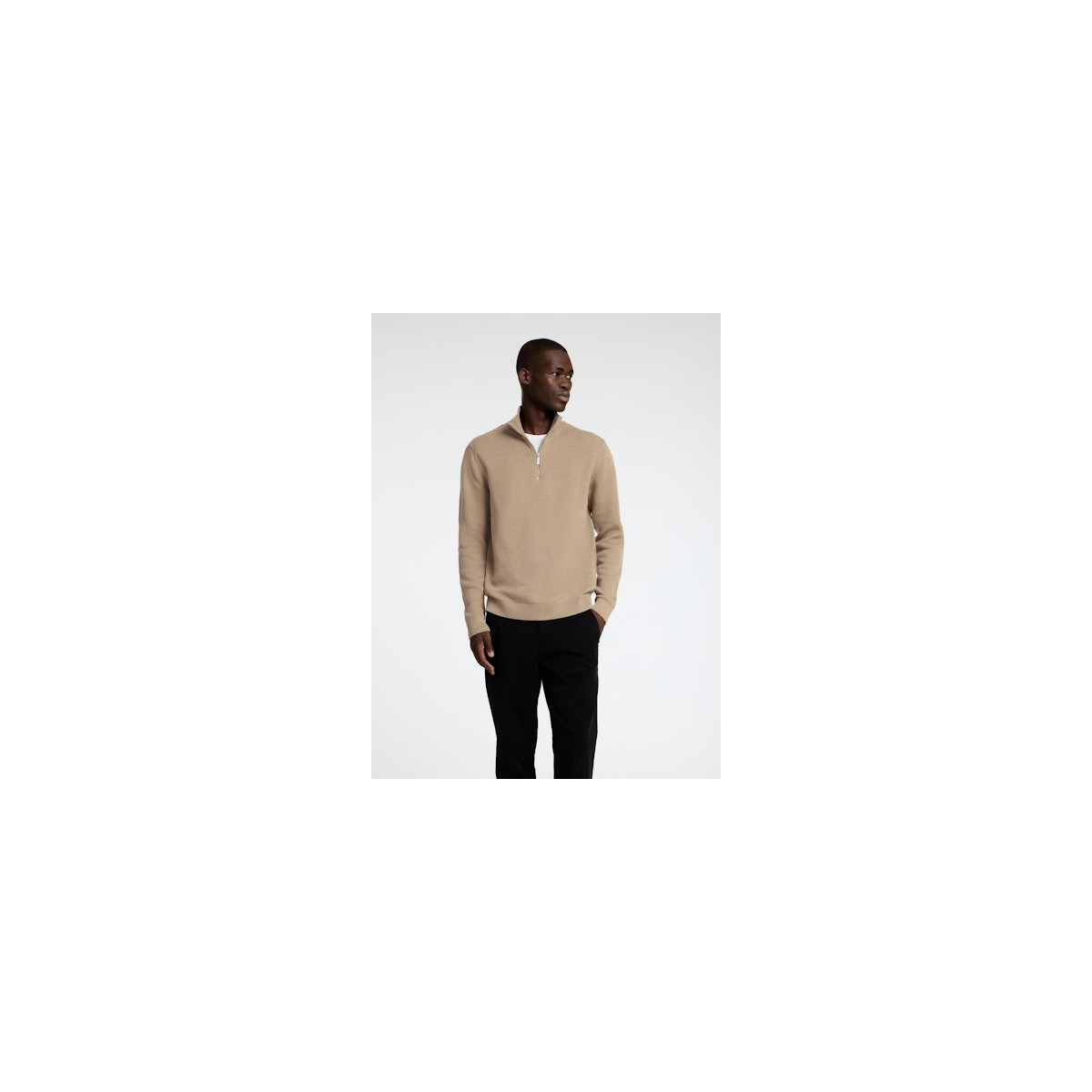 SLHDANE LS KNIT STRUCTURE HALF ZIP NOOS