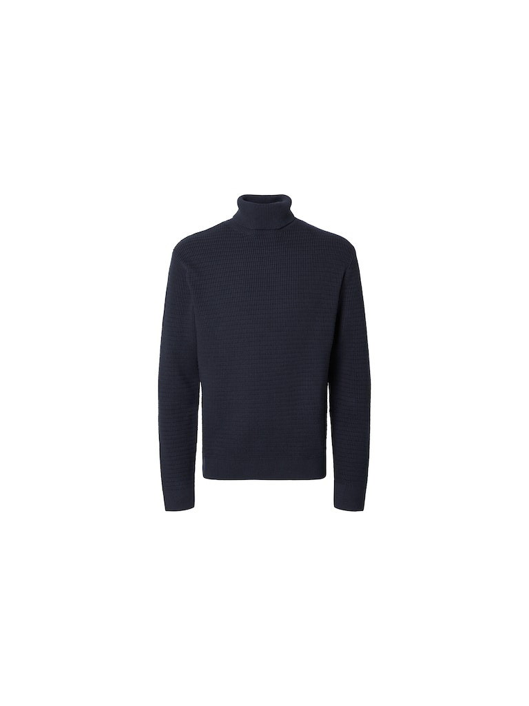 SLHTHEO LS KNIT STRUCTURE ROLL NECK