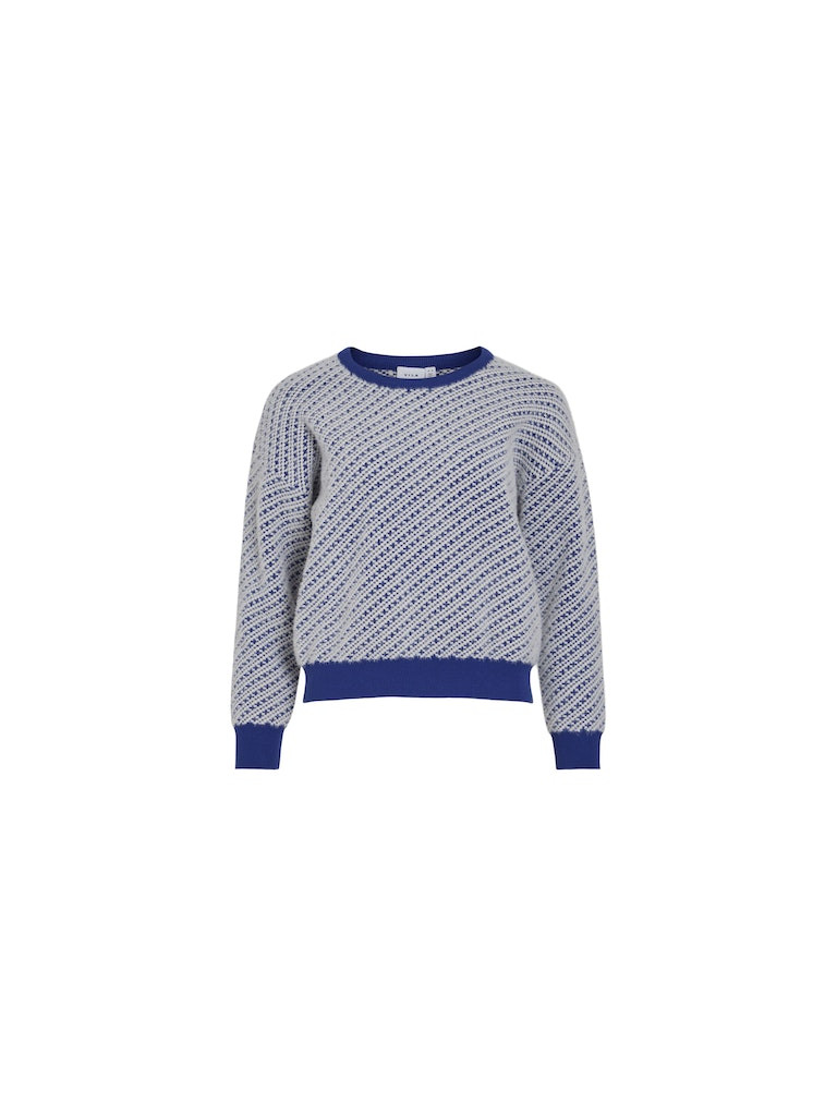 VIASHLEY O-NECK L/S JACQUARD KNIT TOP/PR