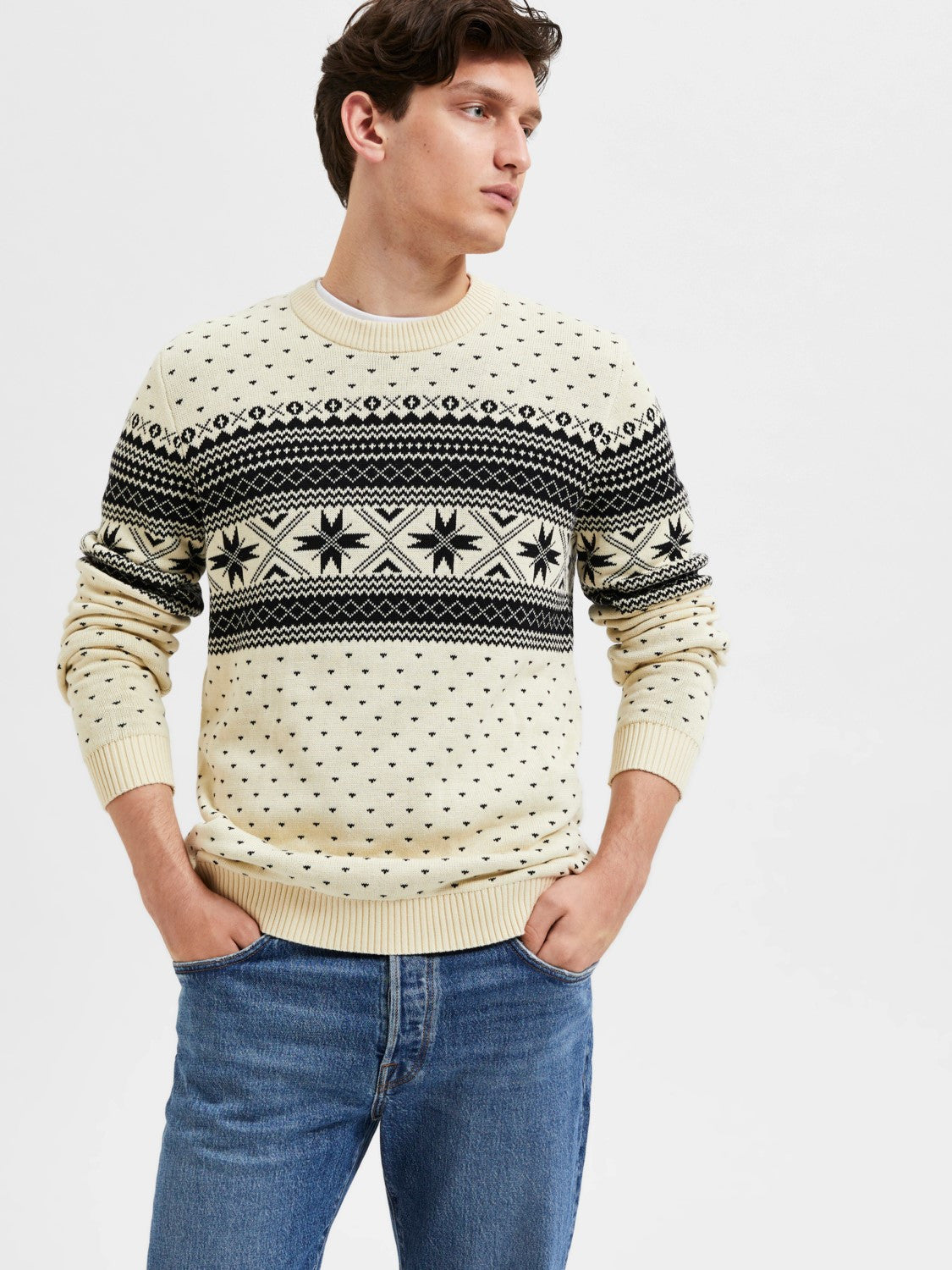 SLHCLAUS LS KNIT CREW NECK W