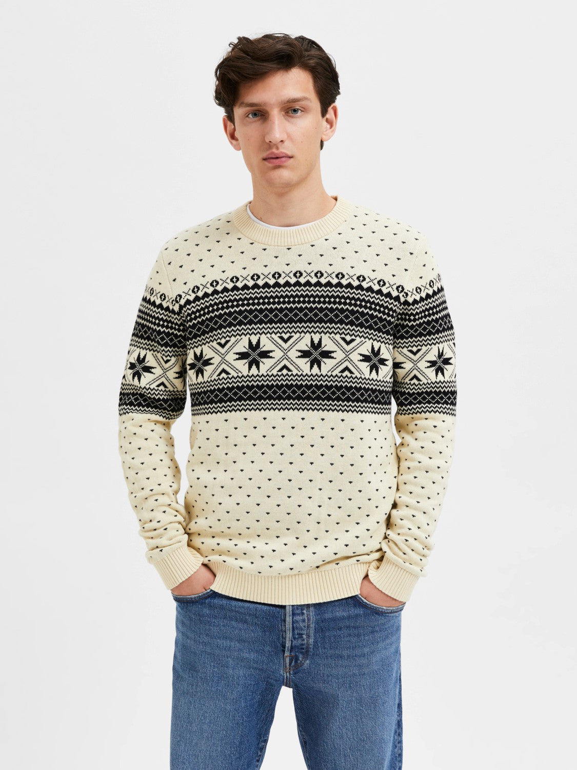 SLHCLAUS LS KNIT CREW NECK W