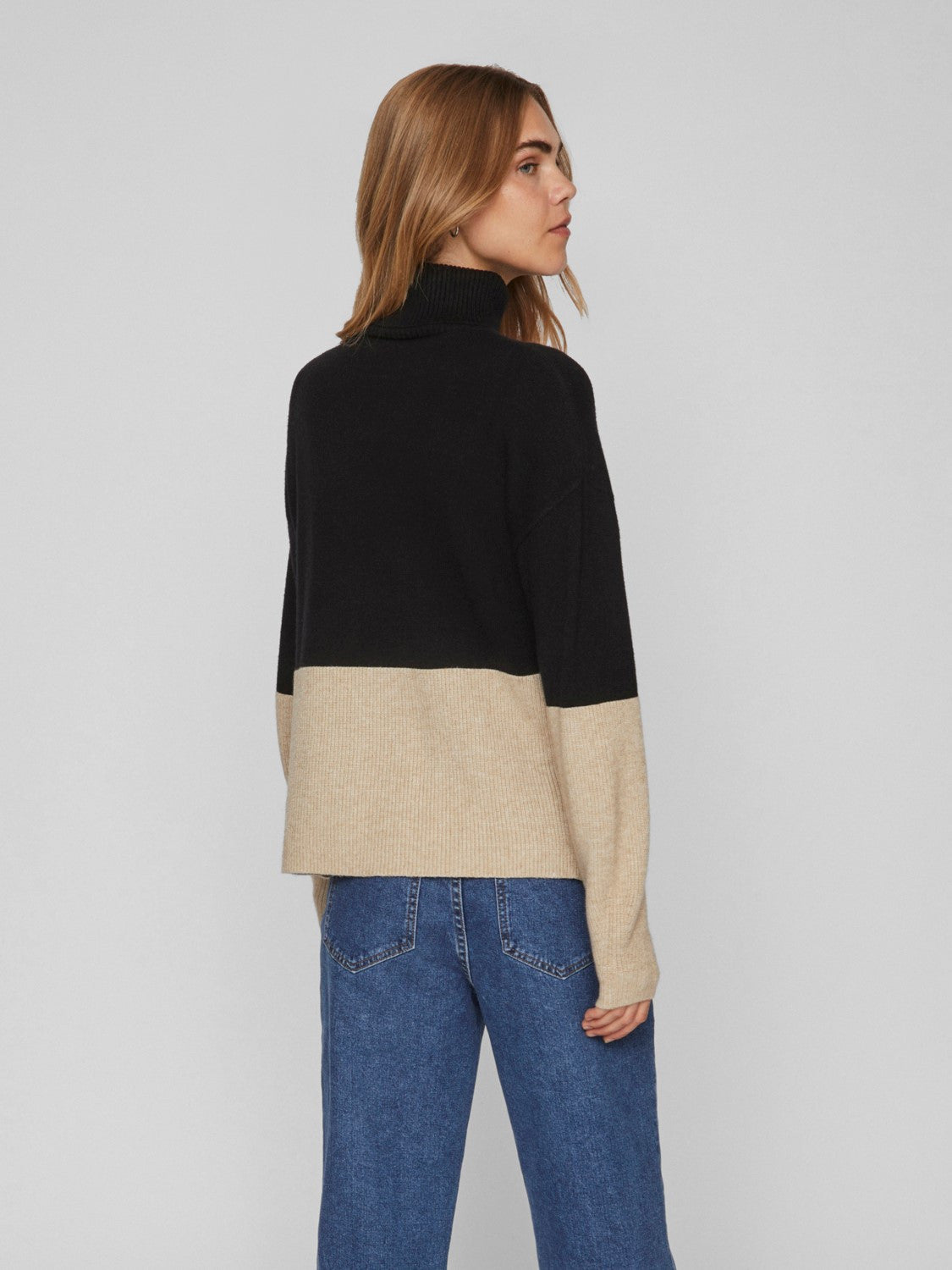 VIRIL BLOCKING ROLL-NK L/S KNIT TOP-NOOS