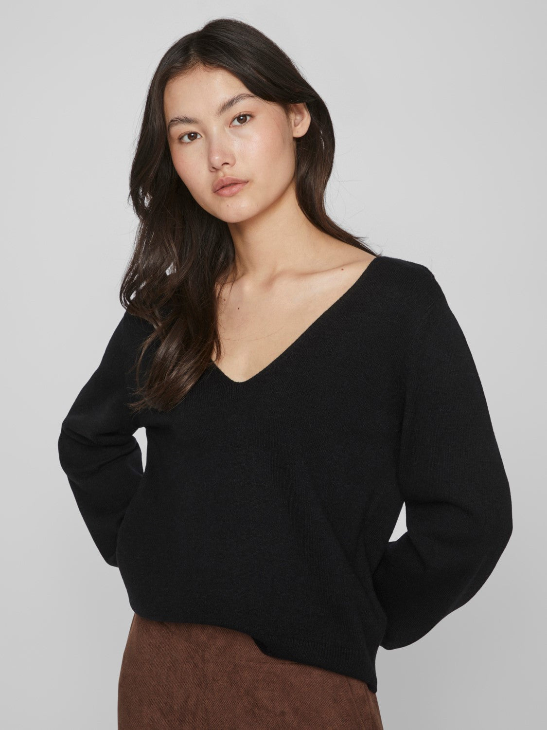 VIRIL REV V-NECK L/S KNIT TOP - NOOS