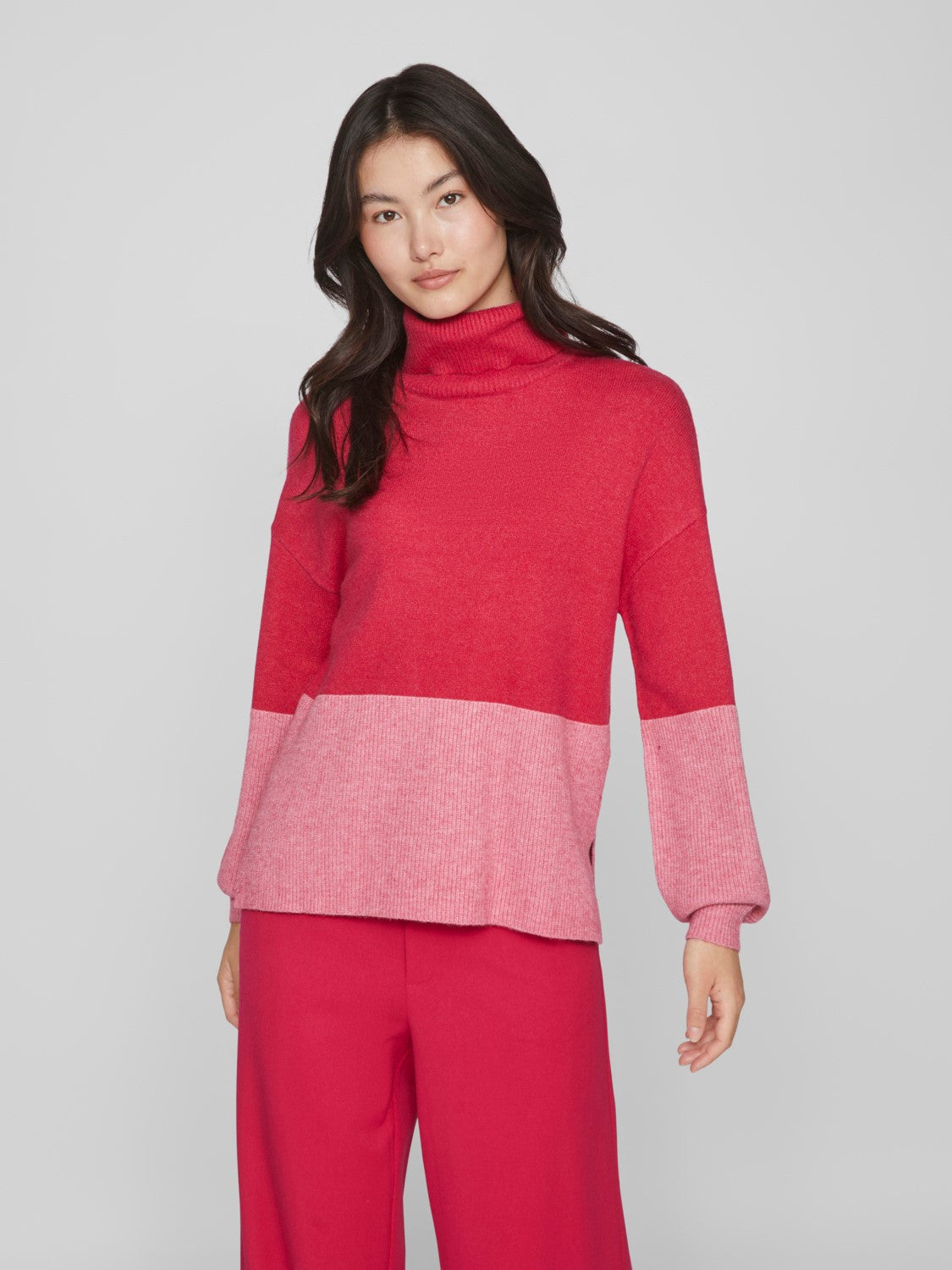 VIRIL BLOCKING ROLL-NK L/S KNIT TOP-NOOS