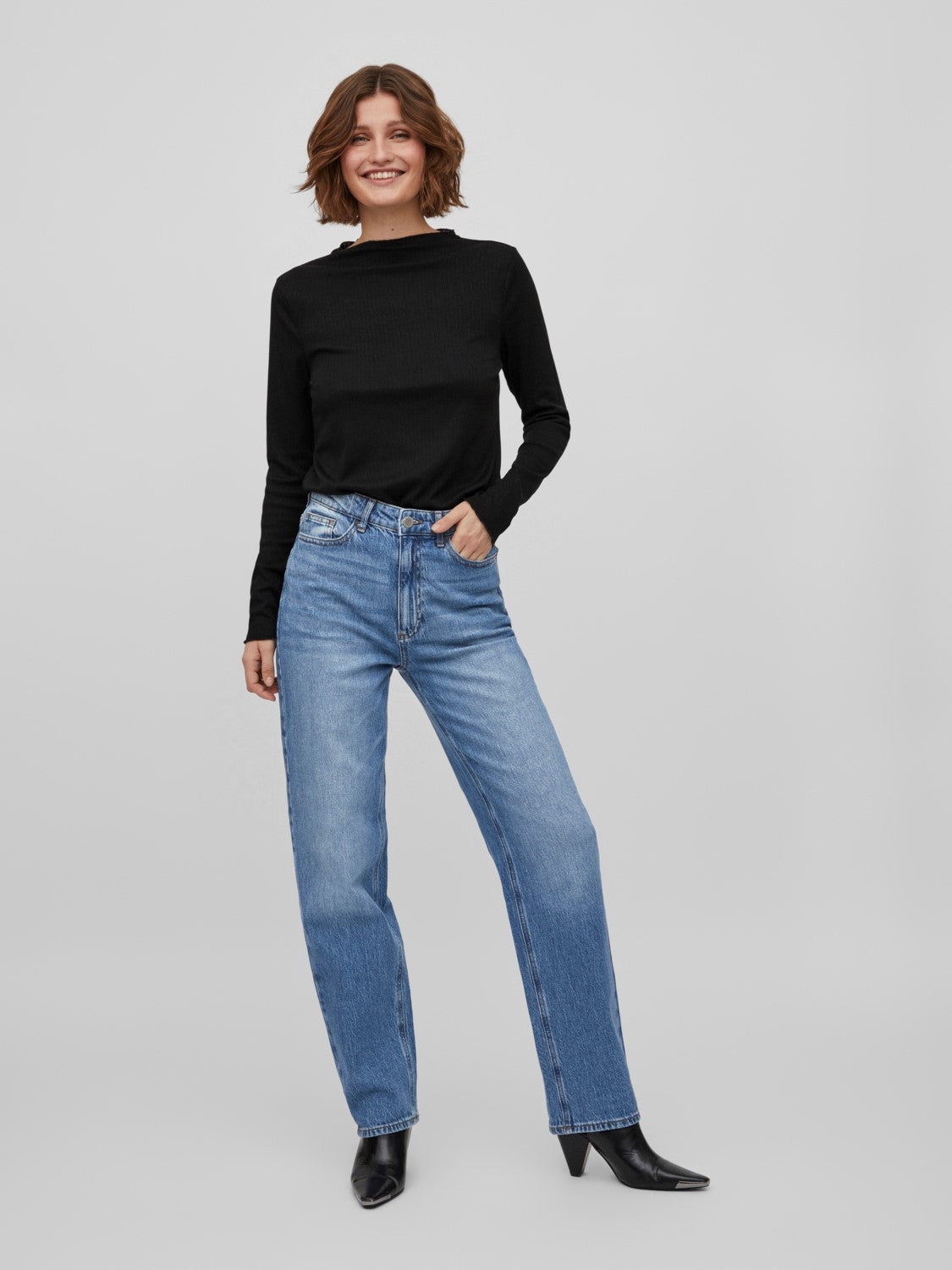 VIKELLY JAF HW STRAIGHT JEANS-NOOS