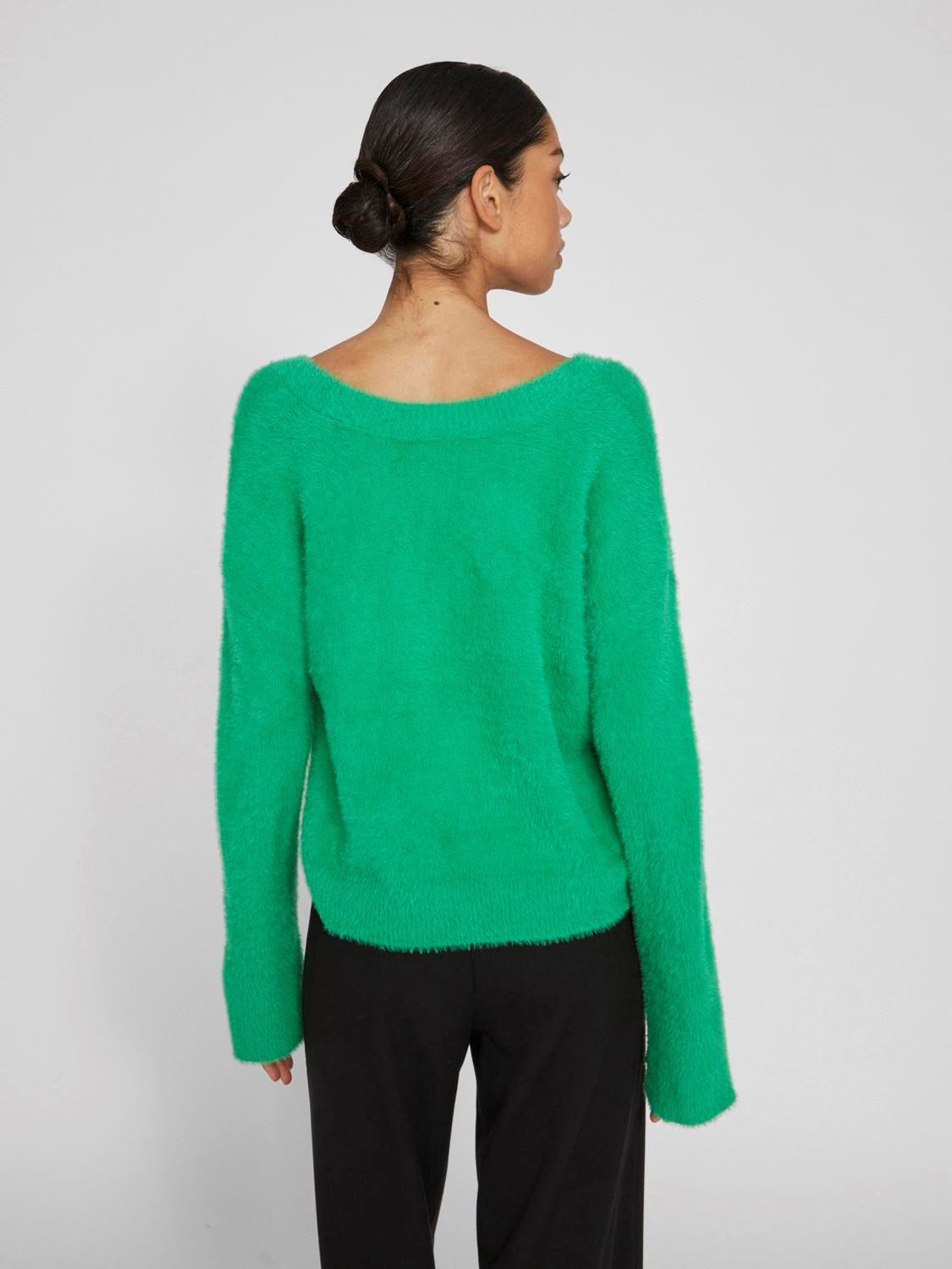 VIHENNY REV V-NECK L/S SHORT KNIT TOP