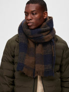 SLHHOGAR CHECKED WOOL SCARF B