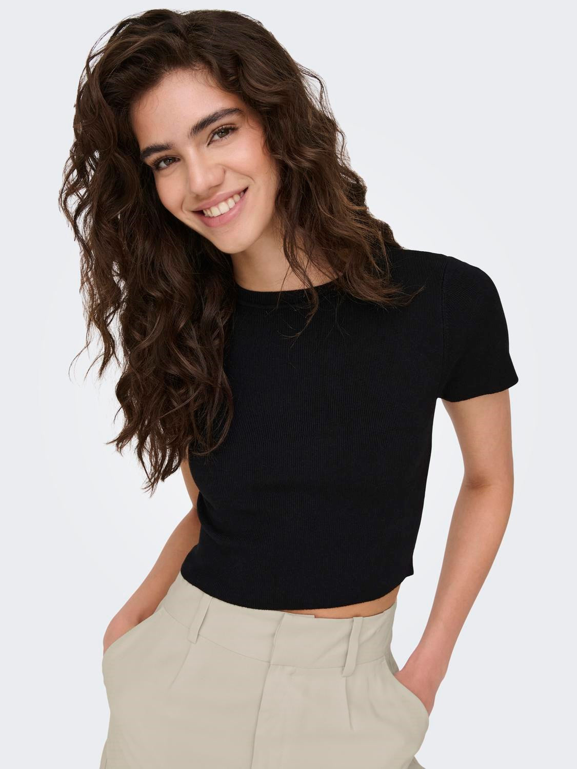 JDYCIRKELINE S/S CROP TOP KNT NOOS