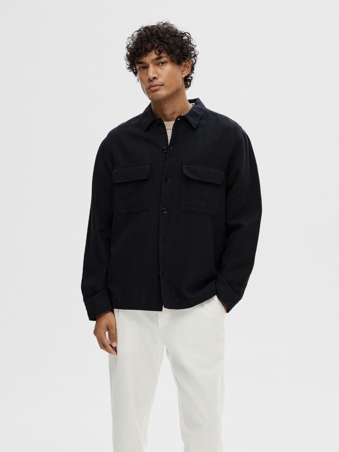 SLHMADS-LINEN OVERSHIRT LS NOOS