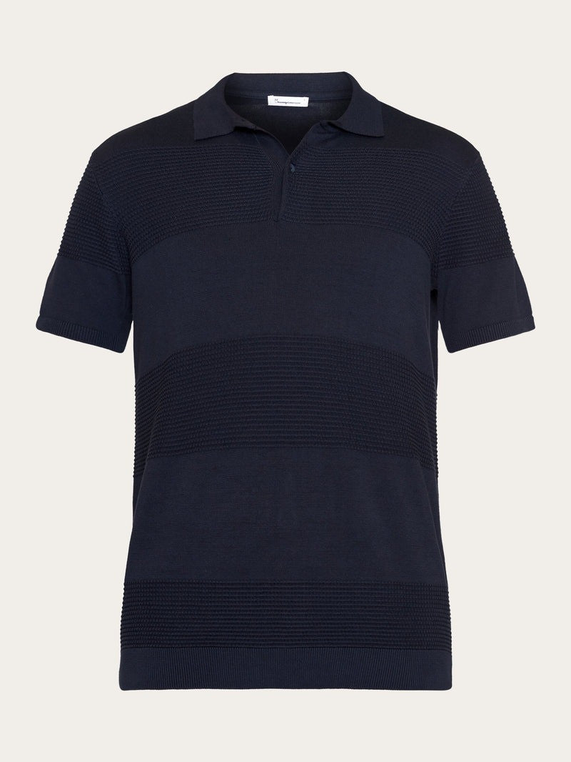 Regular pattern knitted short sleeved polo - GOTS/Vegan