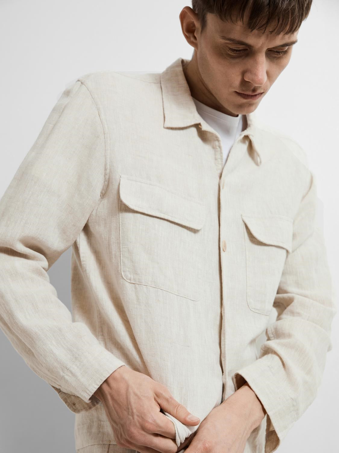 SLHMADS-LINEN OVERSHIRT LS NOOS