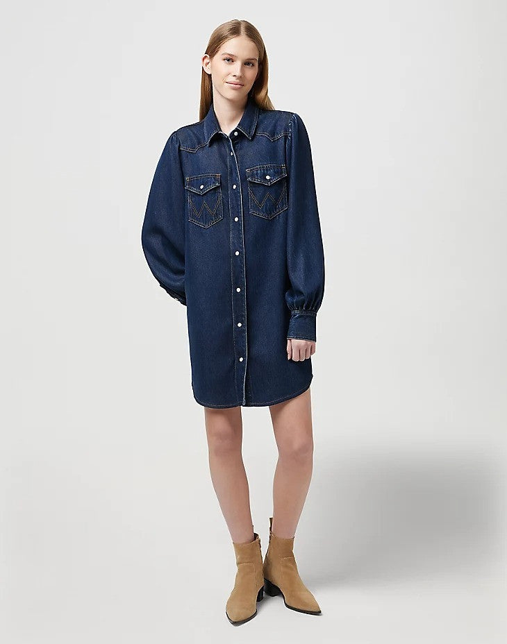 Ballon sleeve shirt dress