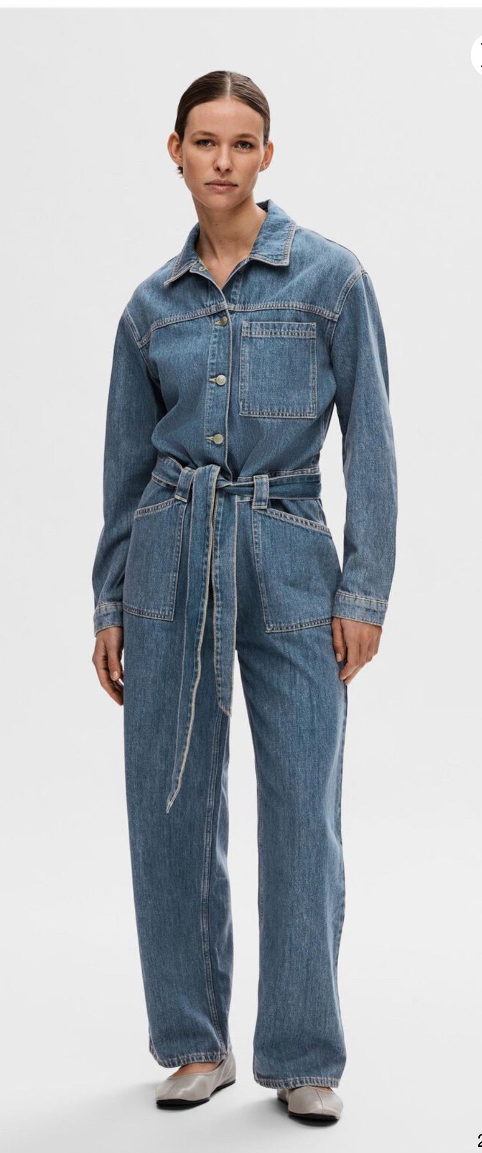 SLFMARLEY LS MID BLUE DENIM JUMPSUIT