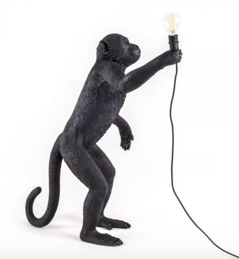 Lampe singe debout noir