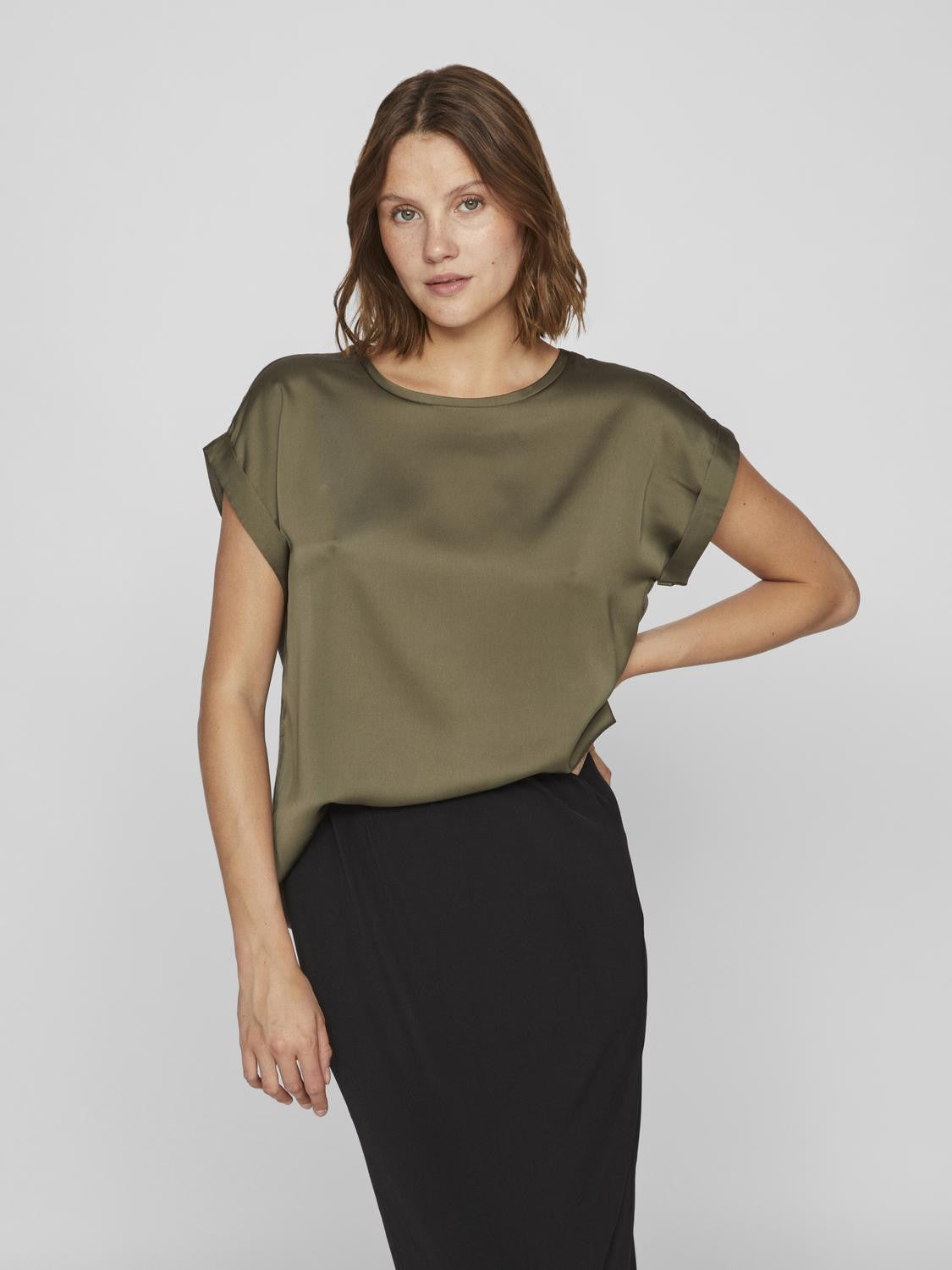 VIELLETTE S/S SATIN TOP - NOOS