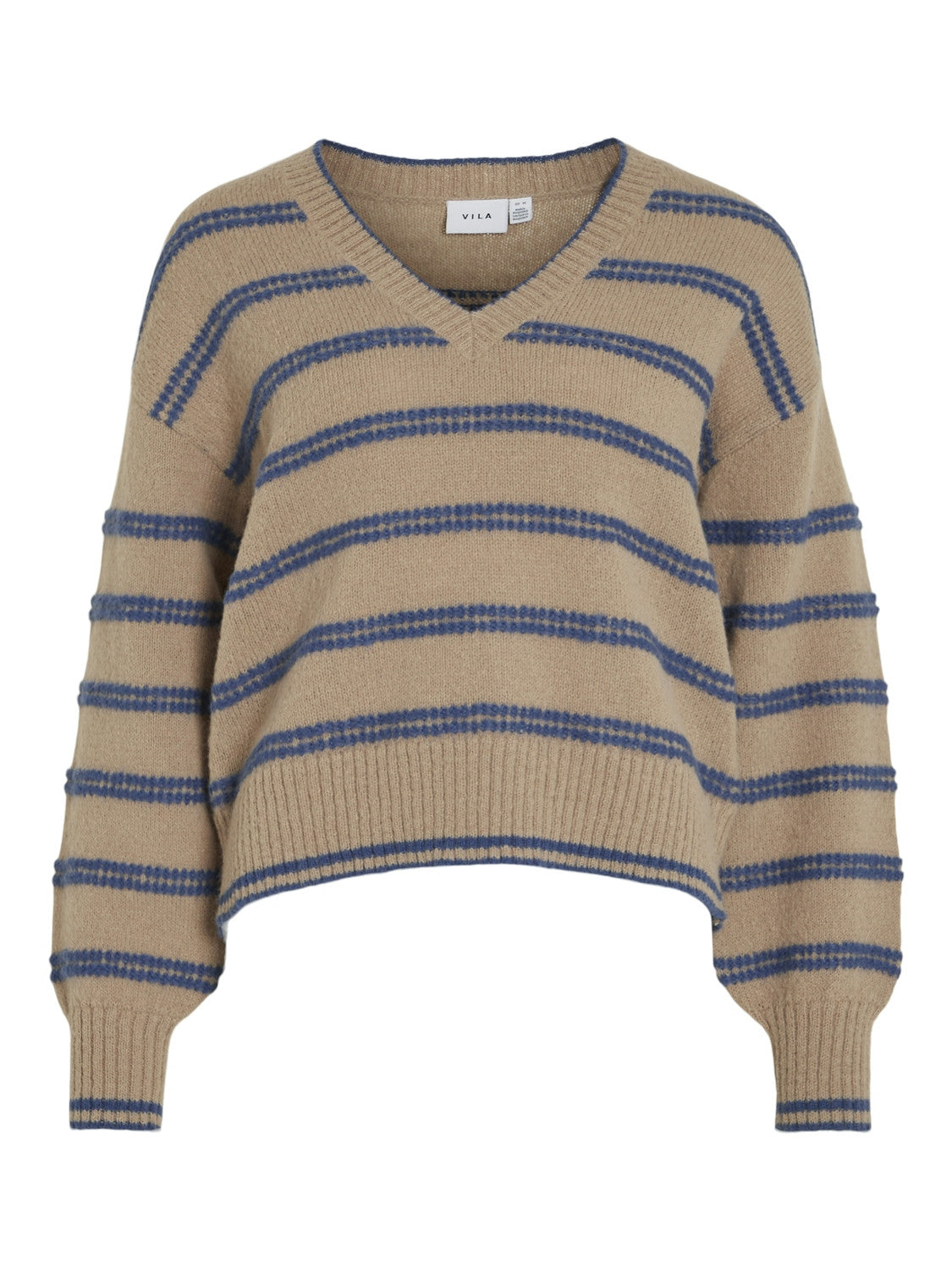 VITULI L/S V-NECK STRIPE KNIT TOP/PB