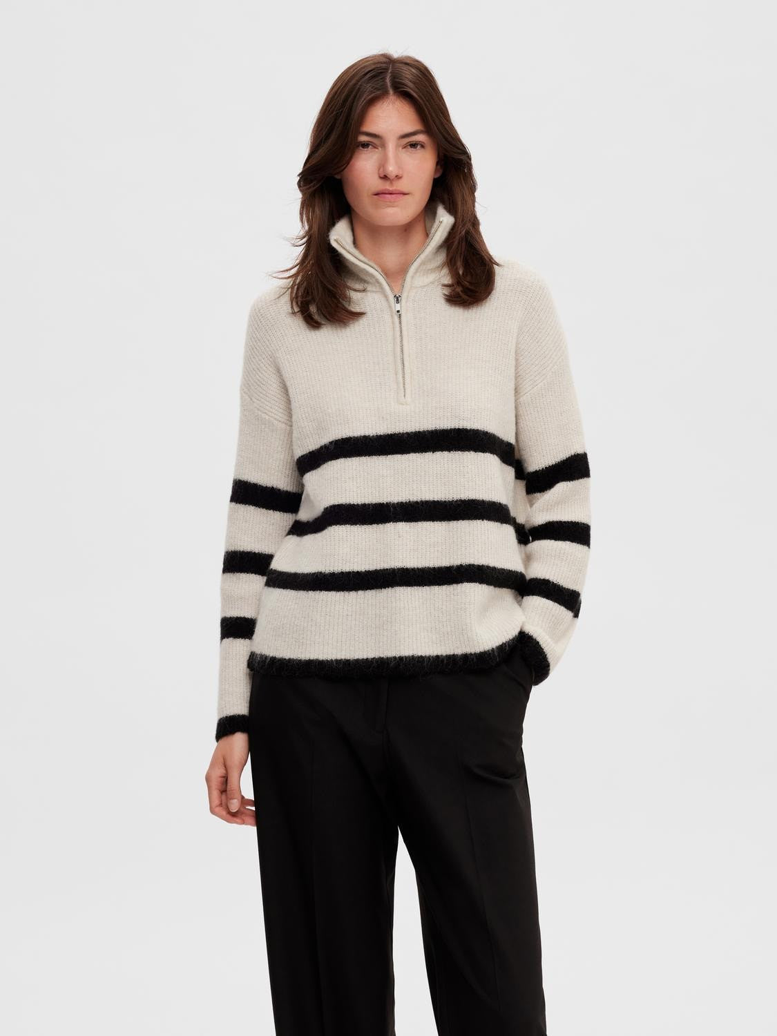 SLFMALINE LS KNIT HALF ZIP NOOS