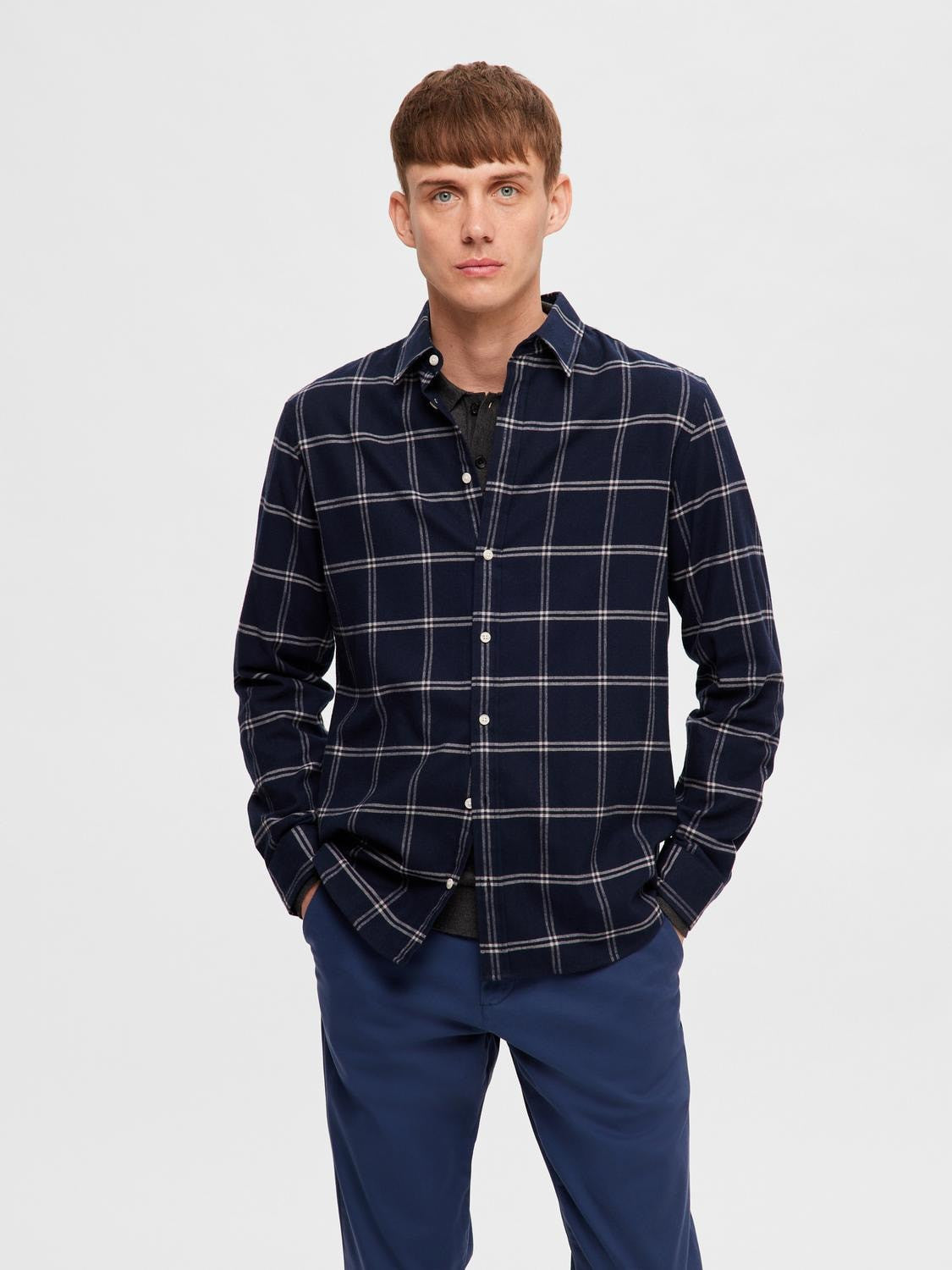 SLHSLIMOWEN-BRUSHED SHIRT LS NOOS