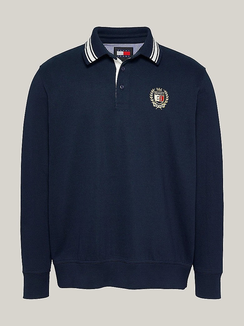 Polo de rugby oversize à blason brodé