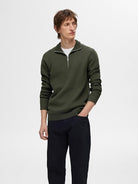 SLHDANE LS KNIT STRUCTURE HALF ZIP NOOS