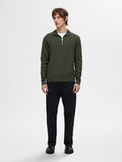 SLHDANE LS KNIT STRUCTURE HALF ZIP NOOS