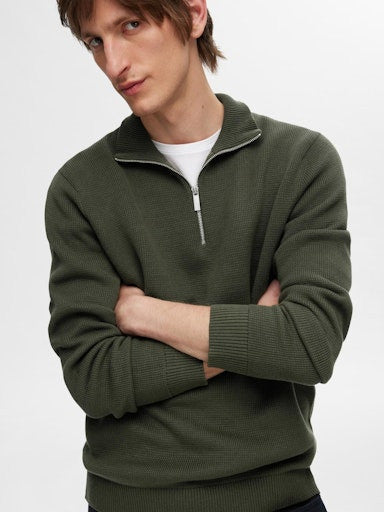 SLHDANE LS KNIT STRUCTURE HALF ZIP NOOS