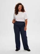 SLFRITA MW WIDE PANT DARK SAP MEL NOOS