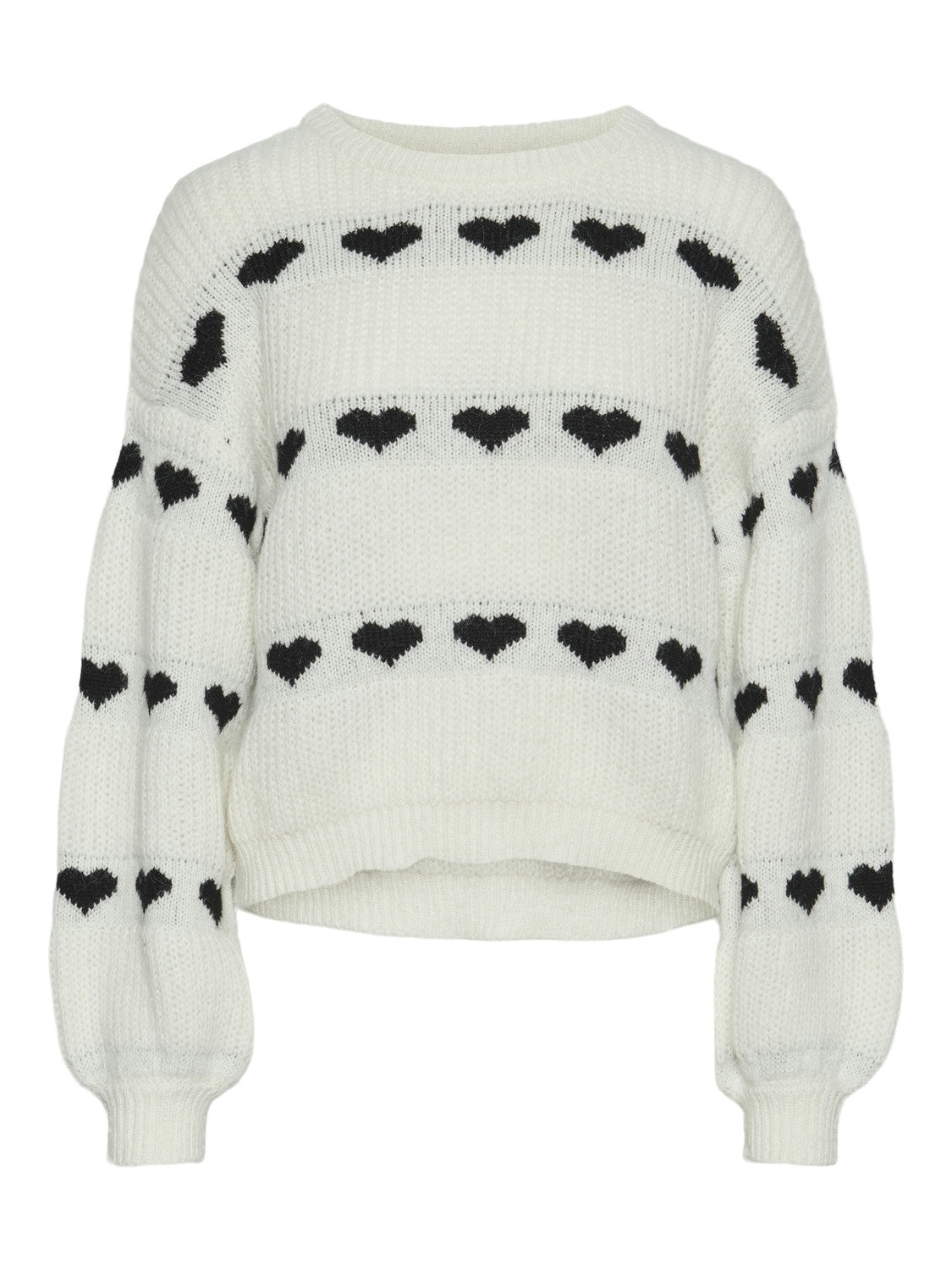 PCNOVE LS O-NECK HEART KNIT BC