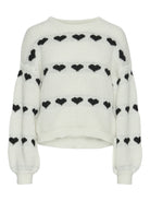 PCNOVE LS O-NECK HEART KNIT BC