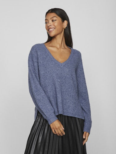 VIBELUNA V-NECK REV L/S KNIT TOP - NOOS