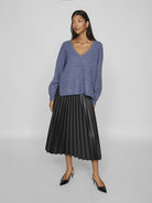 VIBELUNA V-NECK REV L/S KNIT TOP - NOOS