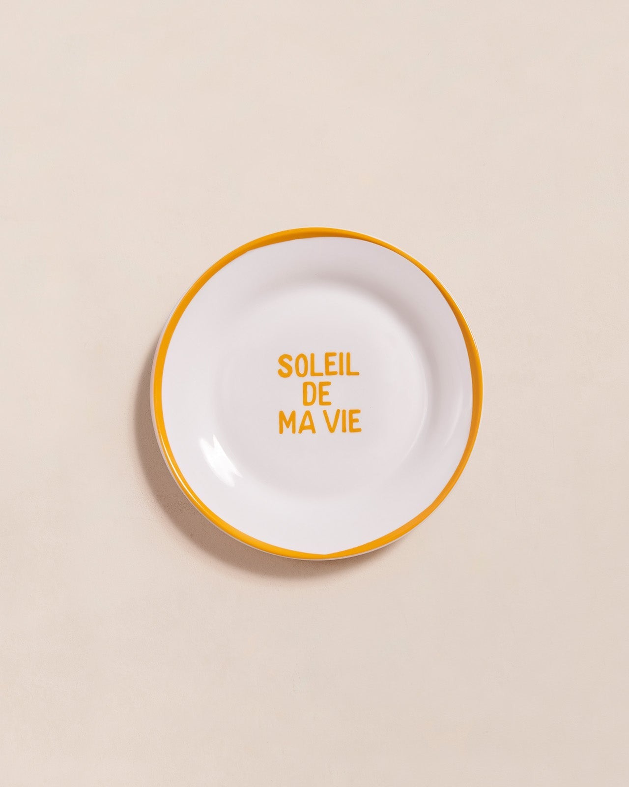 L'assiette Soleil de ma vie en porcelaine- jaune