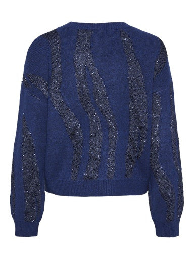 PCRADA LS O-NECK SEQUIN KNIT