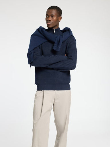 SLHTHEO LS KNIT STRUCTURE HALF ZIP