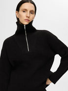 SLFBLOOMIE LS KNIT HALF ZIP NOOS