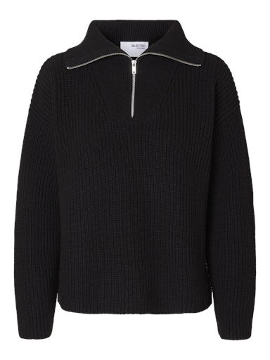 SLFBLOOMIE LS KNIT HALF ZIP NOOS