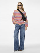 PCSILLO LS O-NECK RAINBOW KNIT MM