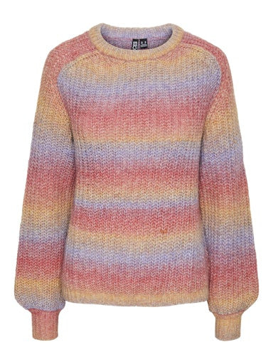 PCSILLO LS O-NECK RAINBOW KNIT MM